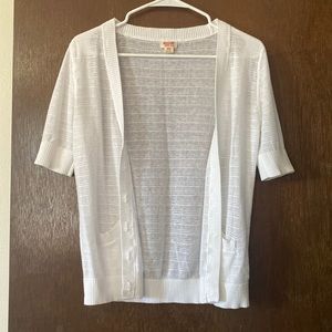 White short sleeve cardigan